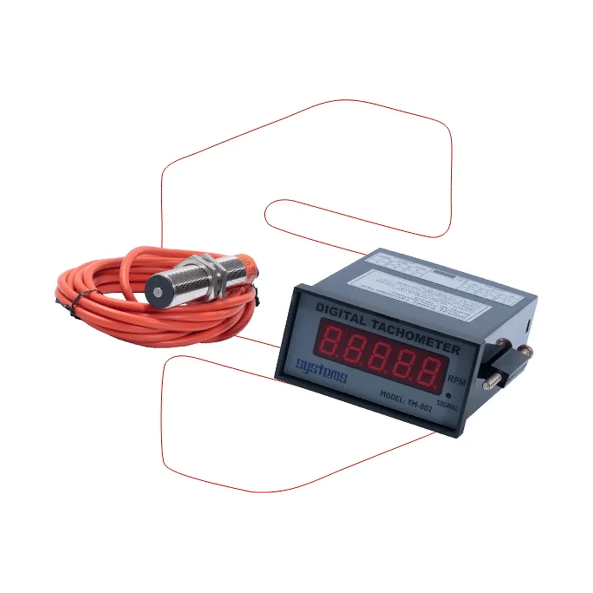 Systems Tech TM-802 Digital Panel Mount Tachometer with Magnetic Pick-up