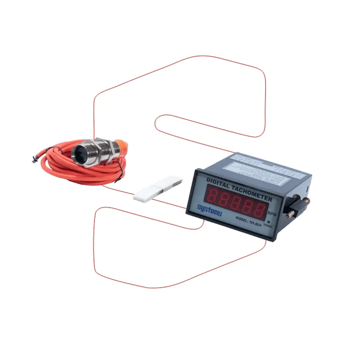 Systems Tech TM-804 Digital Panel Mount Tachometer with Photo-Reflective Sensor
