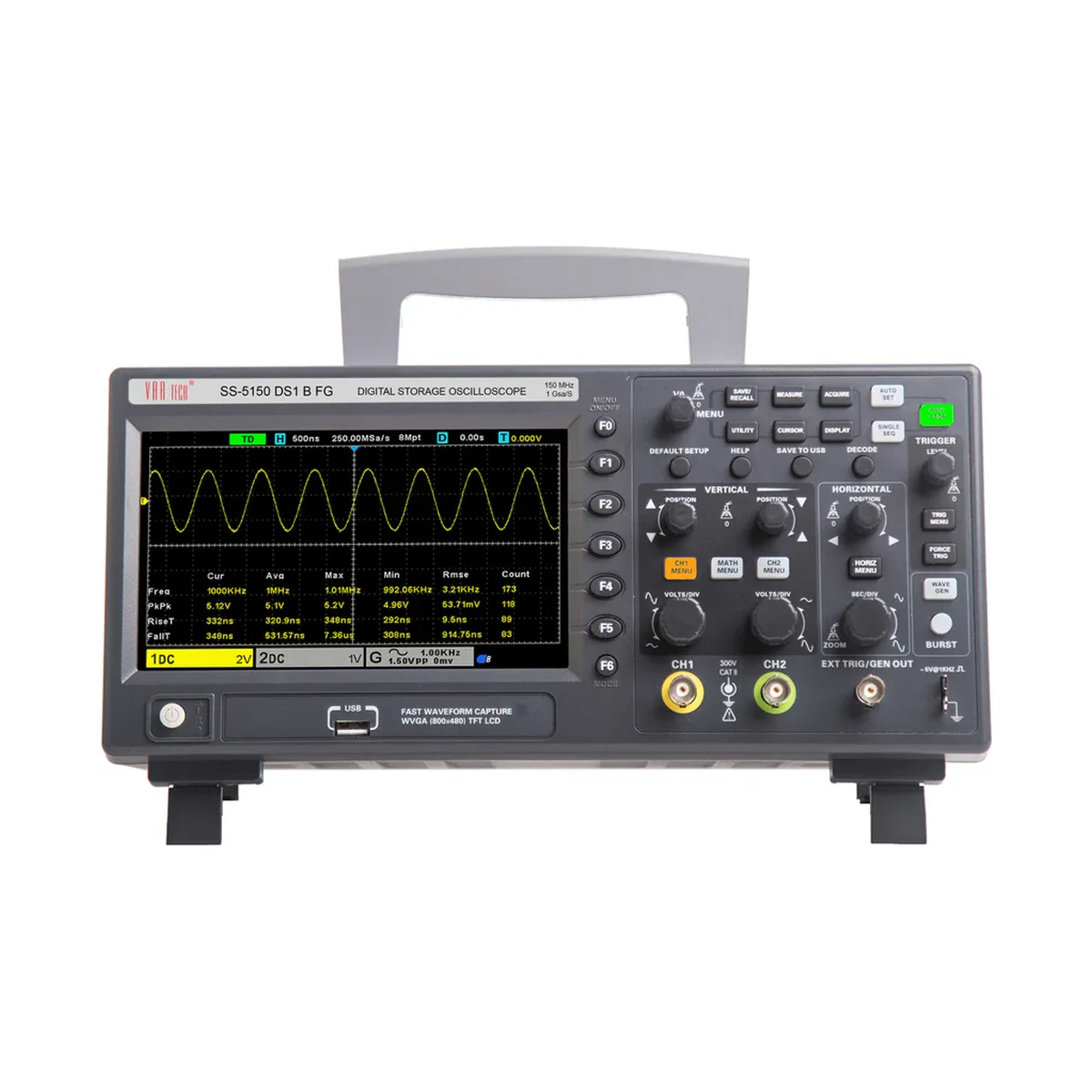 Vartech SS-5150DS1B FG 150 MHz DSO with Built-in 25 MHz Arbitrary Waveform Generator